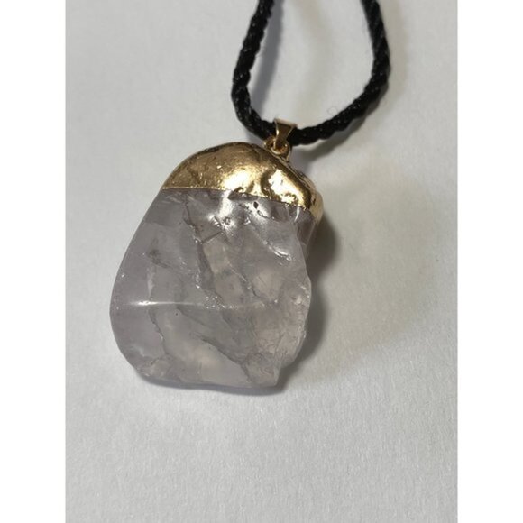 Inside Natural Raw Crude Rock Cloudy Quartz Crystal Pendant Necklace - Picture 5 of 7